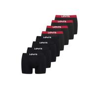Levi's Herren Boxershorts, 8er Pack - Solid Basic Boxer Brief ECOM, Organic Schwarz/Schwarz/Rot L