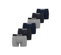 Boxershorts LEVI'S, Herren, Gr. M, blau (schwarz, navy, mid grau mel), Obermaterial: 95% Baumwolle, 5% Elasthan, mehrfarbig, meliert, unifarben, eng, Unterhosen, mit breitem Logobund (29245146-M) schw