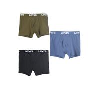 Boxershorts LEVI'S KIDS "BOXER BRIEF", Jungen, Gr. M (140/152), 3 Stk., bunt (schwarz, blau, grün), Obermaterial: 95% Baumwolle, 5% Elasthan, eng, Unterhosen, for BOYS (38322111-M) schwarz, blau, grün
