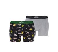 Boxershorts LEVI'S "LEVIS MEN FRUITY AOP BOXER BRIEF 2P", Herren, Gr. M, schwarz, grau, grün, Single Jersey, Obermaterial: 95% Baumwolle, 5% Elasthan, körpernah, Unterhosen (86361849-M) schwarz, grau,