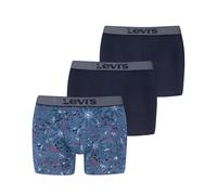 Boxershorts LEVI'S "LEVIS MEN HATCH FLWR AOP BOXER BRIEF 3P", Herren, Gr. XL, blau combo, Single Jersey, Obermaterial: 95% Baumwolle, 5% Elasthan, körpernah, Unterhosen, mit Logobund und ohne Eingriff
