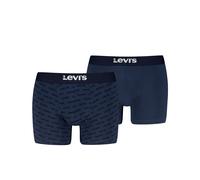 Boxershorts LEVI'S "LEVIS MEN LOGO AOP BOXER BRIEF 2P", Herren, Gr. M, navy, Single Jersey, Obermaterial: 95% Baumwolle, 5% Elasthan, körpernah, Unterhosen (91248946-M) navy