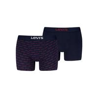 Boxershorts LEVI'S "LEVIS MEN LOGO AOP BOXER BRIEF 2P", Herren, Gr. XL, blau (navy, rot), Single Jersey, Obermaterial: 95% Baumwolle, 5% Elasthan, körpernah, Unterhosen (78350245-XL) navy, rot