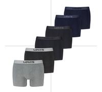 Boxershorts LEVI'S "LEVIS MEN MEL WB BOXER BRIEF", Herren, Gr. XL, schwarz (grau, indigo), Single Jersey, Obermaterial: 95% Baumwolle, 5% Elasthan, körpernah, Unterhosen, Multipack, Logobund (55766307