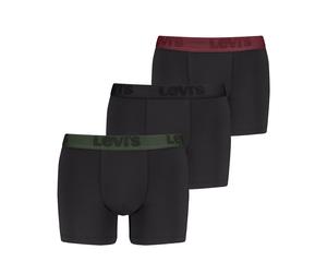 Boxershorts LEVI'S "LEVIS MEN PREMIUM BOXER BRIEF 3P", Herren, Gr. XL, schwarz (schwarz combo), Obermaterial: 95% Baumwolle, 5% Elasthan, körpernah, Unterhosen, mit breitem Logobund (87667903-XL) schw