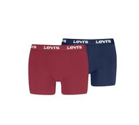 Boxershorts LEVI'S "LEVIS MEN REPEAT LOGO BOXER BRIEF 2P", Herren, Gr. L, rot, blau, Obermaterial: 95% Baumwolle, 5% Elasthan, körpernah, Unterhosen, ohne Eingriff, Logobund, elastisch (56799712-L) ro