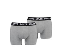 Boxershorts LEVI'S "LEVIS MEN REPEAT LOGO BOXER BRIEF 2P", Herren, Gr. M, middle grau melange, Obermaterial: 95% Baumwolle, 5% Elasthan, körpernah, Unterhosen, ohne Eingriff, Logobund, elastisch (3556