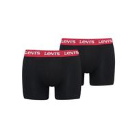 Boxershorts LEVI'S "LEVIS MEN REPEAT LOGO BOXER BRIEF 2P", Herren, Gr. M, schwarz, rot, Obermaterial: 95% Baumwolle, 5% Elasthan, körpernah, Unterhosen, ohne Eingriff, Logobund, elastisch (23052553-M)
