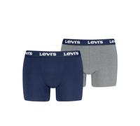Boxershorts LEVI'S "LEVIS MEN REPEAT LOGO BOXER BRIEF 2P", Herren, Gr. XL, blau (blau, grau melange), Obermaterial: 95% Baumwolle, 5% Elasthan, körpernah, Unterhosen, ohne Eingriff, Logobund, elastisc