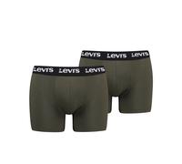 Boxershorts LEVI'S "LEVIS MEN REPEAT LOGO BOXER BRIEF 2P", Herren, Gr. XL, grün (khaki), Obermaterial: 95% Baumwolle, 5% Elasthan, körpernah, Unterhosen, ohne Eingriff, Logobund, elastisch (15938766-X