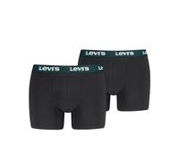Boxershorts LEVI'S "LEVIS MEN REPEAT LOGO BOXER BRIEF 2P", Herren, Gr. XL, schwarz (schwarz, grün combo), Obermaterial: 95% Baumwolle, 5% Elasthan, körpernah, Unterhosen, ohne Eingriff, Logobund, elas