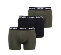 Boxershorts LEVI'S "LEVIS MEN REPEAT LOGO BOXER BRIEF 3P", Herren, Gr. L, grün (khaki combo), Obermaterial: 95% Baumwolle, 5% Elasthan, körpernah, Unterhosen (84949833-L) khaki combo