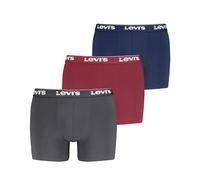 Boxershorts LEVI'S "LEVIS MEN REPEAT LOGO BOXER BRIEF 3P", Herren, Gr. M, grau (grau, rot, blau), Obermaterial: 95% Baumwolle, 5% Elasthan, körpernah, Unterhosen (59010415-M) grau, rot, blau