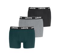 Boxershorts LEVI'S "LEVIS MEN REPEAT LOGO BOXER BRIEF 3P", Herren, Gr. S, bunt (grün, grau, schwarz), Obermaterial: 95% Baumwolle, 5% Elasthan, körpernah, Unterhosen (42166231-S) grün, grau, schwarz