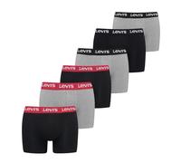 Boxershorts LEVI'S "LEVIS MEN REPEAT LOGO BOXER BRIEF 6P ECOM", Herren, Gr. XL, schwarz (middle grau melange combo), Obermaterial: 95% Baumwolle, 5% Elasthan, Unterhosen (30195545-XL) middle grau mela