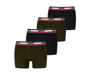 Boxershorts LEVI'S "LEVIS MEN REPEAT SPW LOGO BOXER BRIEF", Herren, Gr. L, grün (khaki, schwarz), Single Jersey, Obermaterial: 95% Baumwolle, 5% Elasthan, körpernah, Unterhosen, mit gestreiftem Logobu