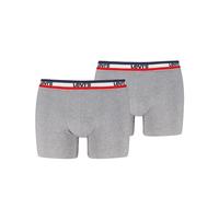 Boxershorts LEVI'S "LEVIS MEN REPEAT SPW LOGO BOXER BRIEF", Herren, Gr. M, grau (grau melange), Obermaterial: 95% Baumwolle, 5% Elasthan, körpernah, Unterhosen, ohne Eingriff, elastischer Logobund, Ba