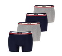 Boxershorts LEVI'S "LEVIS MEN REPEAT SPW LOGO BOXER BRIEF", Herren, Gr. M, navy, grau melange, Single Jersey, Obermaterial: 95% Baumwolle, 5% Elasthan, körpernah, Unterhosen, mit gestreiftem Logobund,