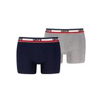Boxershorts LEVI'S "LEVIS MEN REPEAT SPW LOGO BOXER BRIEF", Herren, Gr. XL, blau (navy, grau melange), Obermaterial: 95% Baumwolle, 5% Elasthan, körpernah, Unterhosen, ohne Eingriff, elastischer Logob
