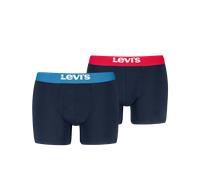 Boxershorts LEVI'S "LEVIS MEN SLD BASC BOXER BRIEF ORG CO 2P", Herren, Gr. L, blau (navy combo), Obermaterial: 95% Baumwolle, 5% Elasthan, normal, Unterhosen, mit breitem Logobund (36714766-L) navy co