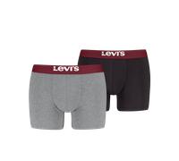 Boxershorts LEVI'S "LEVIS MEN SLD BASC BOXER BRIEF ORG CO 2P", Herren, Gr. S, grau (grau, schwarz), Obermaterial: 95% Baumwolle, 5% Elasthan, normal, Unterhosen, mit breitem Logobund (18378935-S) grau