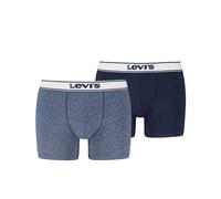 Boxershorts LEVI'S "LEVIS MEN VNTG HTR BOXER BRIEF 2P", Herren, Gr. L, navy, Obermaterial: 95% Baumwolle, 5% Elasthan, körpernah, Unterhosen, ohne Eingriff, uni, meliert, Logo-Bund, elastisch (8444772