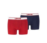 Boxershorts LEVI'S "LEVIS MEN VNTG HTR BOXER BRIEF 2P", Herren, Gr. L, rot, navy, Obermaterial: 95% Baumwolle, 5% Elasthan, körpernah, Unterhosen, ohne Eingriff, uni, meliert, Logo-Bund, elastisch (65