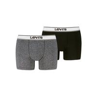 Boxershorts LEVI'S "LEVIS MEN VNTG HTR BOXER BRIEF 2P", Herren, Gr. L, schwarz, Obermaterial: 95% Baumwolle, 5% Elasthan, körpernah, Unterhosen, ohne Eingriff, uni, meliert, Logo-Bund, elastisch (4348