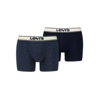 Boxershorts LEVI'S "LEVIS MEN VNTG HTR BOXER BRIEF ORG CO 2P", Herren, Gr. S, blau (navy, meliert), Obermaterial: 95% Baumwolle, 5% Elasthan, bedruckt, unifarben mit Farbeinsatz, normal, Unterhosen Bo