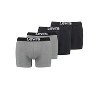 Boxershorts LEVI'S "Men Solid Logo Boxer 4er Pack", Herren, Gr. XXL (8), grau (grau, schwarz), Jersey, Obermaterial: 95% Baumwolle, 5% Elasthan, unifarben, bequem, Unterhosen, mit breitem Logobund (30