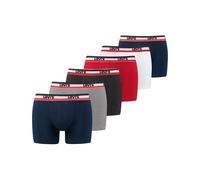 Boxershorts LEVI'S Gr. S, 6 St., bunt (blue, red, grey) Herren Unterhosen Levi's 6 Stück mit Logobund (50916310-S)