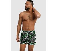 Boxershorts LOUSY LIVIN "OuterSpace", Herren, Gr. L, schwarz (schwarz, lila), 100% Baumwolle, Unterhosen, 2er-Pack mit funktionalem Eingriff mit Knopf (54402305-L) schwarz, lila