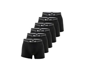 Boxershorts MUSTANG "Boxershort 6er Pack", Herren, Gr. XL, schwarz, Obermaterial: 95% Baumwolle CO. 5% Elasthan EL., Unterhosen (57817463-XL) schwarz