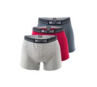 Boxershorts MUSTANG "Boxershort Retroshorts True Denim 3er Pack 3er Pack", Herren, Gr. M, bunt (blau, graumeliert, rot), Obermaterial: 95% Baumwolle CO. 5% Elasthan EL., Unterhosen (65459563-M) blau,