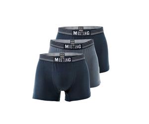 Boxershorts MUSTANG "Boxershort Retroshorts True Denim 3er Pack 3er Pack", Herren, Gr. XL, bunt (marine, blau, marine), Obermaterial: 95% Baumwolle CO. 5% Elasthan EL., Unterhosen (33667128-XL) marine