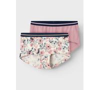 Boxershorts NAME IT "NKFHIPSTER 2P NOSTALGIA FLOWER NOOS", Mädchen, Gr. 158 (164), rosa (nostalgia rose), Jersey, Obermaterial: 95% Baumwolle, 5% Elasthan, bedruckt, eng, Unterhosen (16404860-158) nos