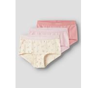 Boxershorts NAME IT "NKFHIPSTER 3P FLOWER NOOS", Herren, Gr. 122/128, 3 Stk., rosa (turtledove pack:w, pale lila, mellow rose), Jersey, Obermaterial: 95% Baumwolle, 5% Elasthan, bedruckt, bequem, Unte