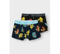 Boxershorts NAME IT "NKMASGAR POKEMON 2P BOXER NOOS SKY", Herren, Gr. 116, 2 Stk., schwarz, Jersey, Obermaterial: 95% Baumwolle, 5% Elasthan, bedruckt, Unterhosen Boxershorts (15062758-116)