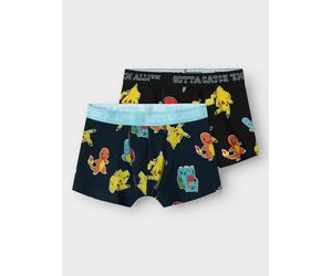 Boxershorts NAME IT "NKMASGAR POKEMON 2P BOXER NOOS SKY", Jungen, Gr. 116, 2 Stk., schwarz, Jersey, Obermaterial: 95% Baumwolle, 5% Elasthan, bedruckt, Unterhosen (15062758-116) schwarz