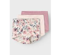 Boxershorts NAME IT "NMFTIGHTS 3P NOSTALGIA FLOWER NOOS", Mädchen, Gr. 110, rosa (nostalgia rose), Jersey, Obermaterial: 95% Baumwolle, 5% Elasthan, bedruckt, eng, Unterhosen (37303236-110) nostalgia 