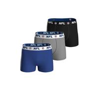 NFL Herren Boxershorts, 3er Pack - NFL Shield 3Pack Boxers, Baumwoll-Stretch, Logobund Blau/Grau/Schwarz L