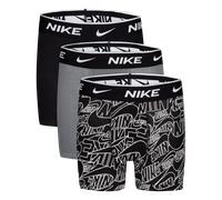 Boxershorts NIKE SPORTSWEAR "NHB PRINT E DAY CT STRCH 3P", Jungen, Gr. 146/152 (158), 3 Stk., dk grau heath, Obermaterial: 95% Baumwolle, 5% Elasthan, Unterhosen, sportliche Schnittform, für Kinder, a