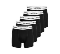 Boxershorts ONLY & SONS "ONSTREY SOLID BOXER 5PACK OTL", Herren, Gr. M, 5 Stk., schwarz detail:weiß waistband schwarz logo, Jersey, Obermaterial: 68% Baumwolle, 27% Polyester, 5% Elasthan, unifarben,