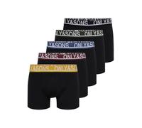 Boxershorts ONLY & SONS "ONSTREY SOLID BOXER 5PACK OTL", Herren, Gr. M, 5 Stk., schwarz (schwarz detail:rosin, schwarz navy, pt royal, hg, vi), Jersey, Obermaterial: 68% Baumwolle, 27% Polyester, 5% E