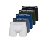 Boxershorts ONLY & SONS "ONSTREY SOLID BOXER 5PACK OTL", Herren, Gr. S, 5 Stk., weiß detail:limgoes, rosin, schwarz navy, indigo, Jersey, Obermaterial: 68% Baumwolle, 27% Polyester, 5% Elasthan, unifa