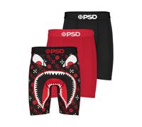 Boxershorts PSD "3 PACK - WF LUX RED Herren", Herren, Gr. L, bunt (multi), 90% Polyester, 10% Elasthan, Unterhosen (76697964-L) multi
