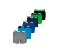 Boxershorts PUMA "Boxershort Everyday Basic Boxers ECOM 6P 6er Pack", Jungen, Gr. 134-140, bunt (blau, grau, grün), Obermaterial: 95% Baumwolle CO. 5% Elasthan EL., Unterhosen (68297735-134) blau, gra