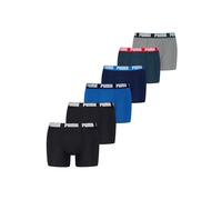 Boxershorts PUMA "Boxershort PUMA BASIC BOXER 6P ECOM 6er Pack", Herren, Gr. S, bunt (schwarz, blau, grau), Obermaterial: 95% Baumwolle CO. 5% Elasthan EL., Unterhosen (47358639-S) schwarz, blau, grau
