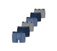 Boxershorts PUMA "Boxershort PUMA BASIC BOXER 6P ECOM 6er Pack", Herren, Gr. XL, blau (blau, grau), Obermaterial: 95% Baumwolle CO. 5% Elasthan EL., Unterhosen (12571746-XL) blau, grau
