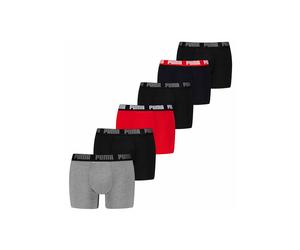 Boxershorts PUMA "Boxershort PUMA BASIC BOXER 6P ECOM 6er Pack", Herren, Gr. XL, bunt (grau, schwarz, rot), Obermaterial: 95% Baumwolle CO. 5% Elasthan EL., Unterhosen (76226811-XL) grau, schwarz, rot